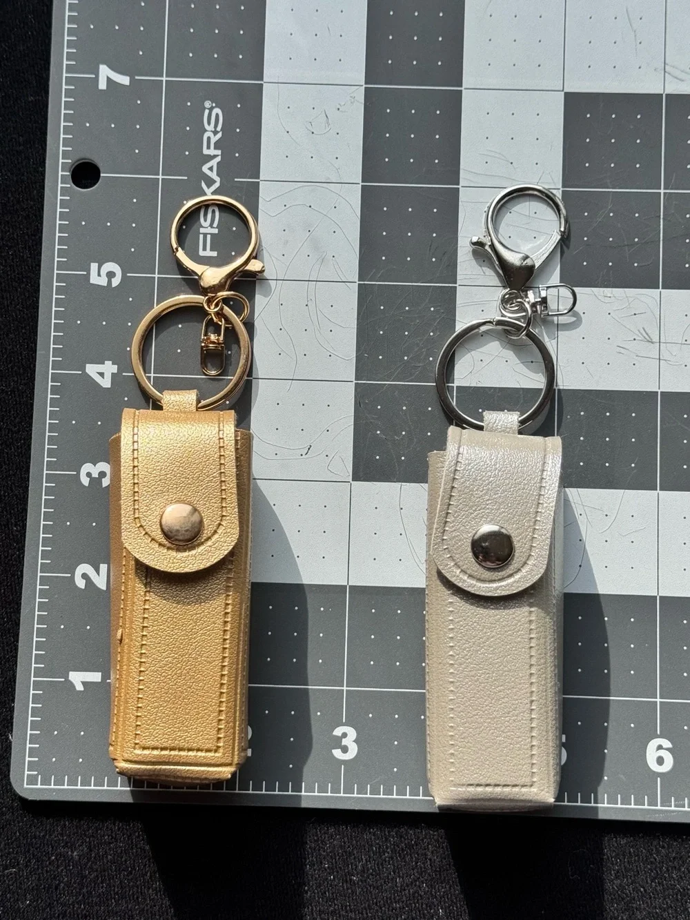Metallic Gold Leatherette Keychain Holster with Snap Closure